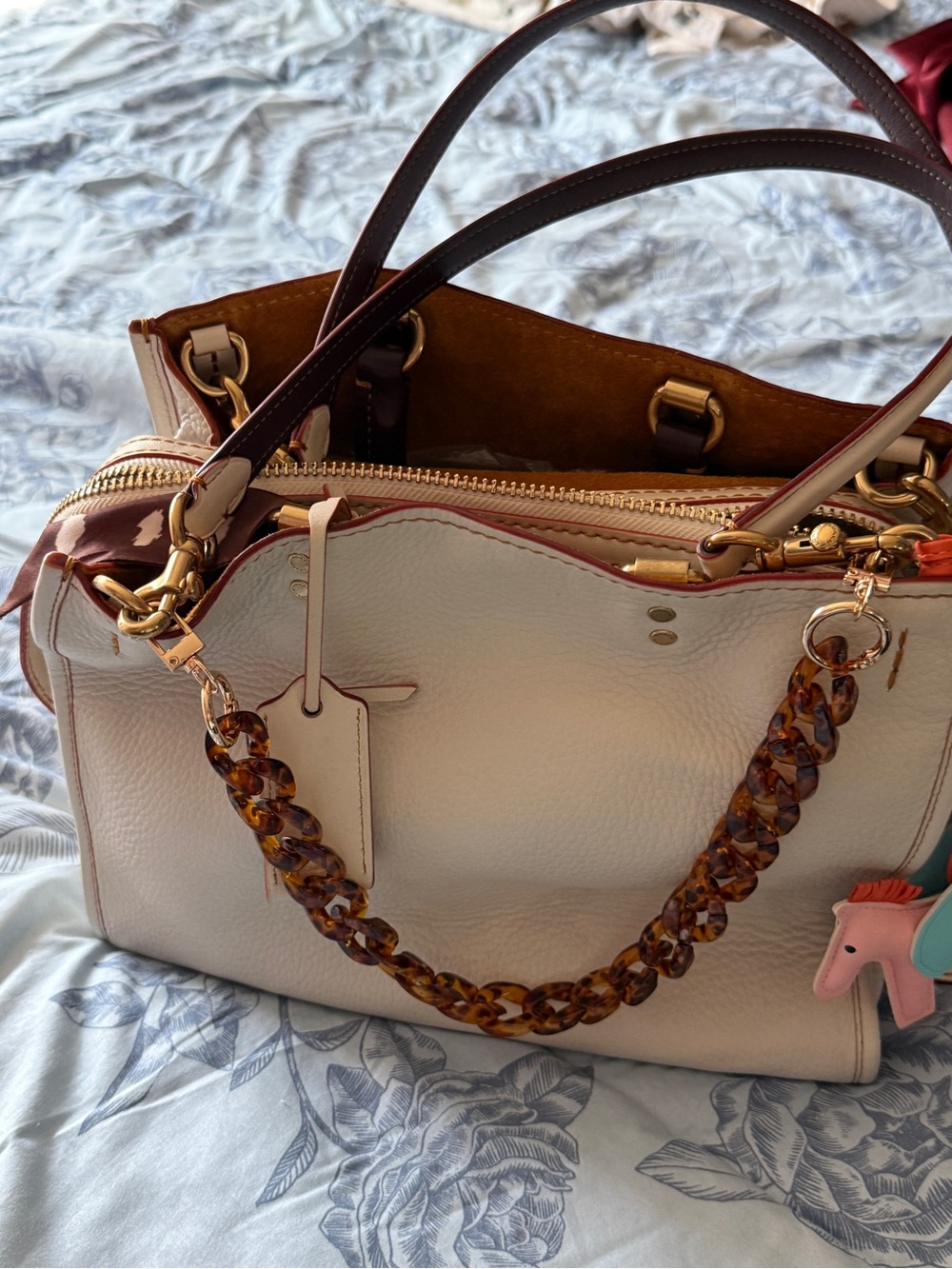 Coach Rogue 30 Leather Satchel Handbag in Cream